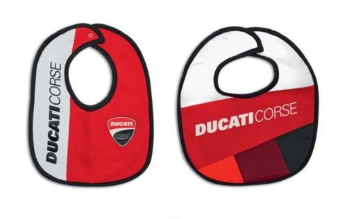 Pár originálních bílo-červených bryndáčků- DC SPORT BABY NAPKIN (PAIR)