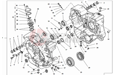 COMPLETE HALF-CRANKCASES PAIR