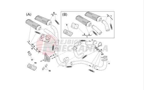 Exhaust kit (a) / silencer kit (b)