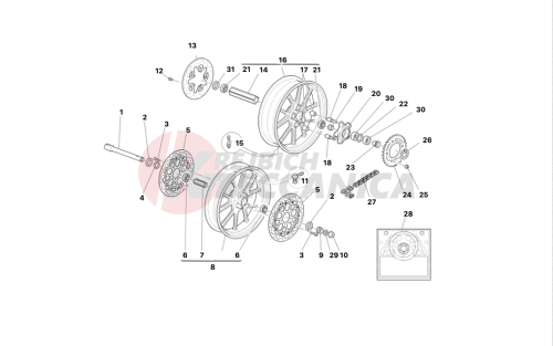 FRONT AND REAR WHEELS