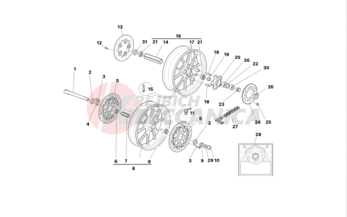 FRONT AND REAR WHEELS