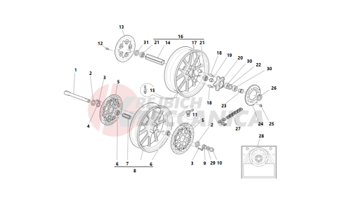 FRONT AND REAR WHEELS