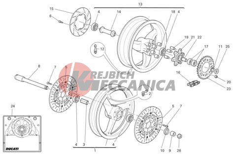 Front and rear wheels