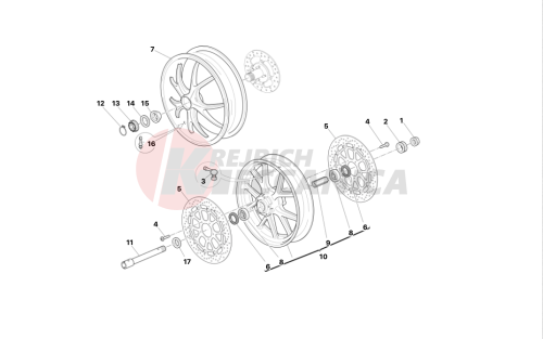 Front and rear wheels