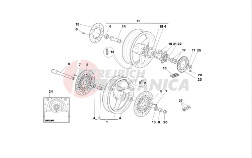 Front and rear wheels