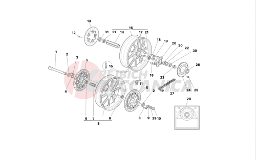Front and rear wheels