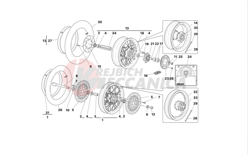 Front and rear wheels