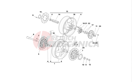 Front and rear wheels