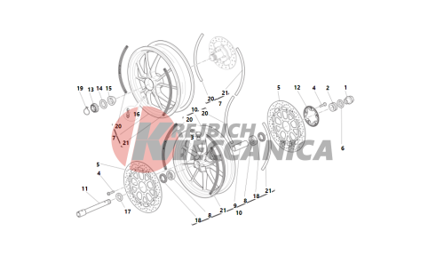 Front and rear wheels