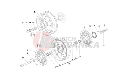 Front and rear wheels