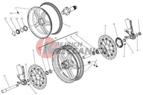 Front and rear wheels