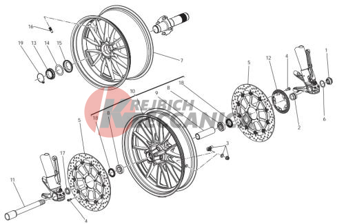 Front and rear wheels