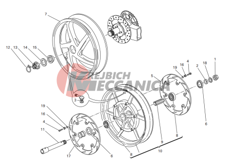 Front and rear wheels