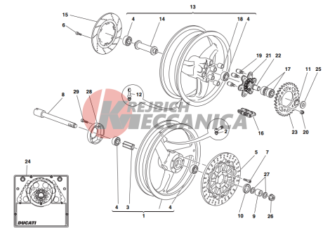 Front and rear wheels