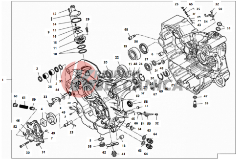 HALF-CRANKCASES PAIR