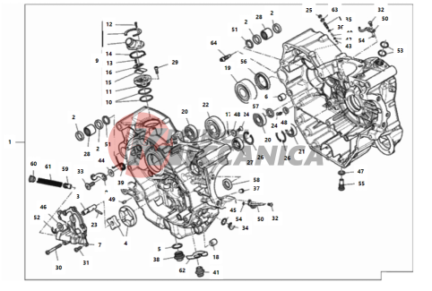 HALF-CRANKCASES PAIR