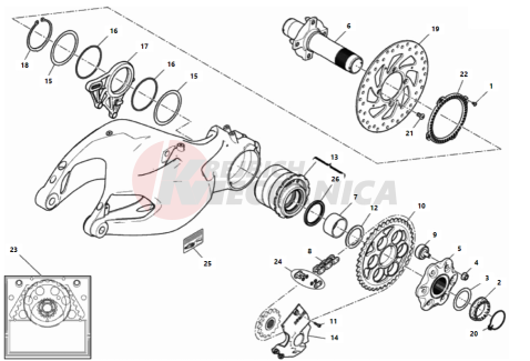 HUB, REAR WHEEL