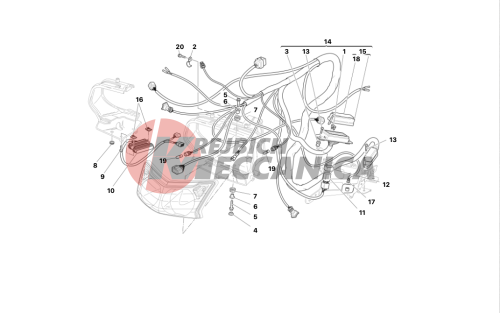 Headlight and electrical wiring