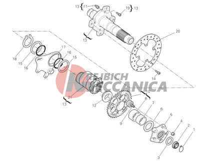 Rear wheel axle