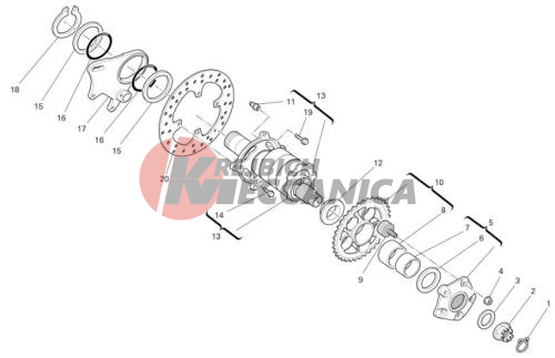 Rear wheel axle