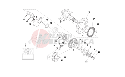 Rear wheel axle