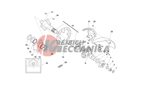 Rear wheel axle