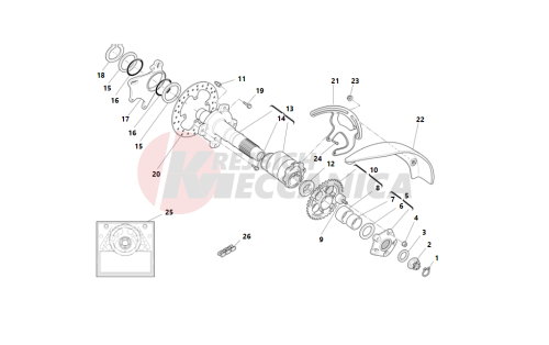 Rear wheel axle