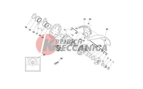 Rear wheel axle