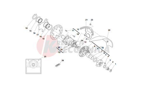 Rear wheel axle