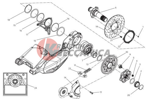 Rear wheel axle
