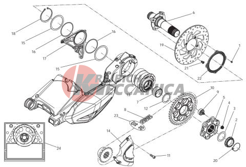 Rear wheel axle