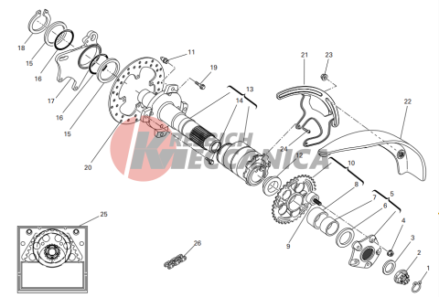 Rear wheel axle