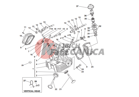 Vertical cylinder head