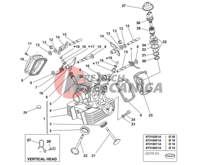 Vertical cylinder head