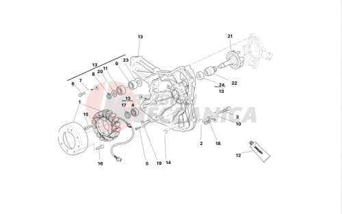 Water pump-altr-side crnkcse cover