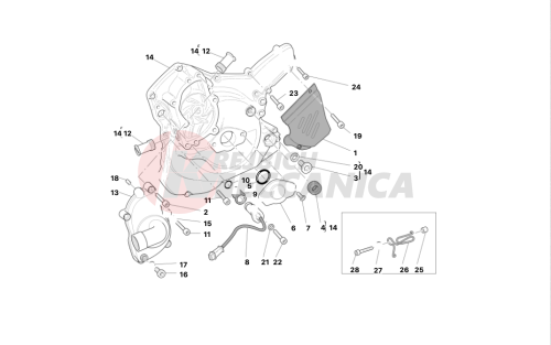 Water pump-altr-side crnkcse cover 2