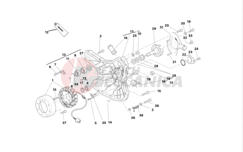 Water pump-altr-side crnkcse cover