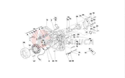 Water pump-altr-side crnkcse cover