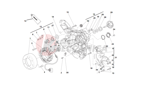 Water pump-altr-side crnkcse cover