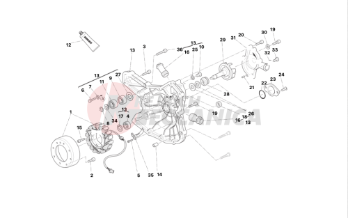 Water pump-altr-side crnkcse cover