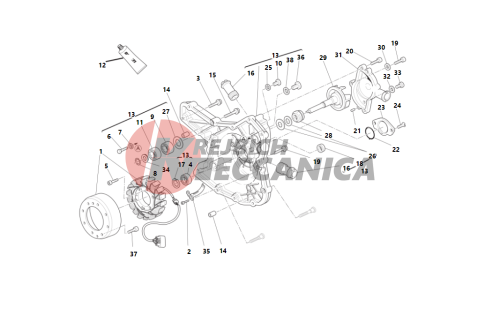 Water pump-altr-side crnkcse cover