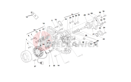 Water pump-altr-side crnkcse cover