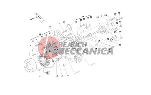 Water pump-altr-side crnkcse cover