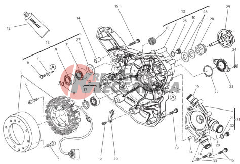 Water pump-altr-side crnkcse cover