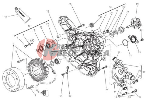 Water pump-altr-side crnkcse cover
